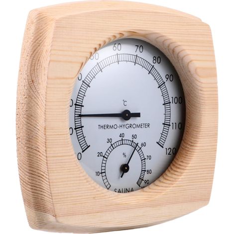 Hygrothermographe Pour Sauna Thermomètre Et Hygromètre Avec Plateau Bois Accessoire Pour Salle De Sauna (1/5)