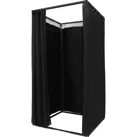 Cabina de vestuario portátil, diseño independiente, protección de la privacidad, color negro. (1/2)