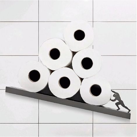Étagère flottante pour papier toilette en métal – Support mural inclinable 44x10x10 cm – Rangement moderne pour rouleaux et serviettes (1/4)
