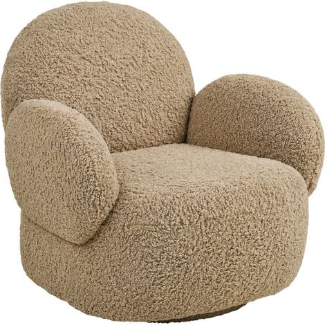 Fauteuil en Tissu Bouclé Texturé Caramel Pivotant - SWIVEL (1/5)