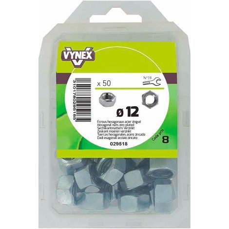 Écrou hexagonal acier zingué Ø 12 mm - Paquet de 50 - Maxiburo (1/2)