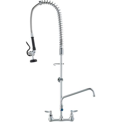 Pour évier 1/2/3 compartiments, nettoyage flexible avec robinet commercial mural, douchette extractible (1/5)