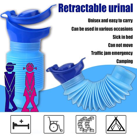 Urinoirs télescopiques, urinoirs pour hommes et femmes, urinoirs d'urgence pour les voyages, le camping et les promenades, bouteilles d'urinoirs réutilisables (1/4)