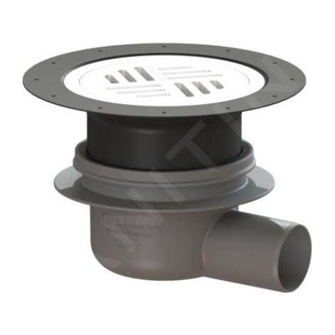 Kessel Siphons salle d'eau - Vidage de sol, avec grille, diamètre 20 cm, blanc/plastique 40150.30 (1/2)