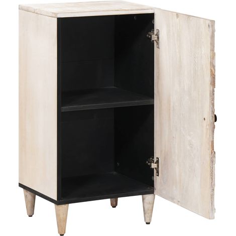 Maison La Vie - Buffet Salon Moderne - Meuble de rangement - avec porte Blanc 40 x 33,5 x 75 cm Bois de mangue massif bu2091 (1/5)
