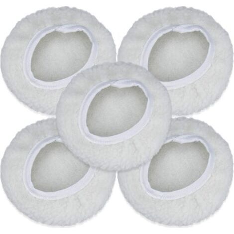 Lot de 5 Bonnet de Polissage, 125-150mm Kit Auto Disque Polissage Bonnet en Laine Tampons de Cirage pour la Plupart des Polisseurs de Voiture (1/5)