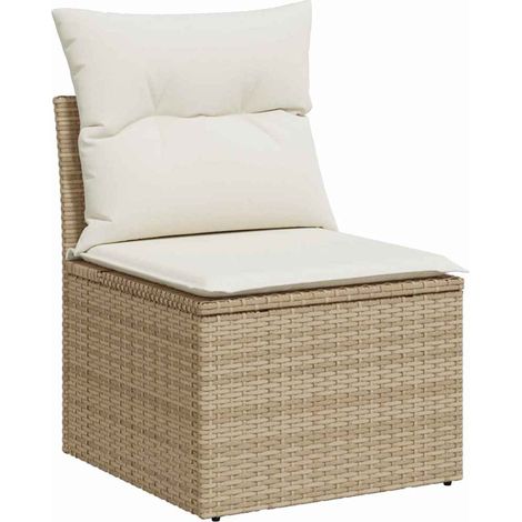Garden Sofa Set with Storage 3 pcs Beige and white Poly rattan vidaXL