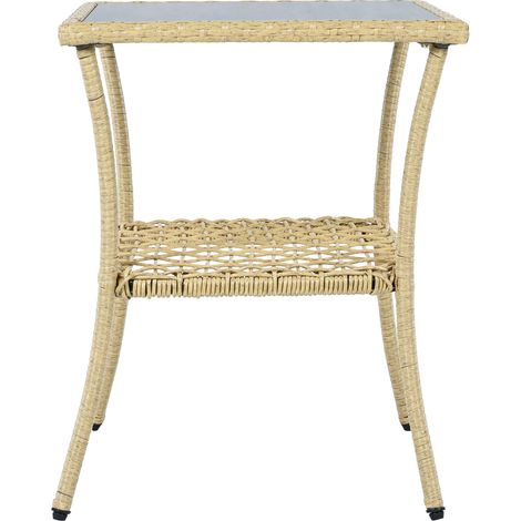 Meuble de balcon en rotin (3 pièces). Chaise à bascule pour le balcon, avec des coussins de couleur beige. Capacité de charge : 160 kg. (1/5)