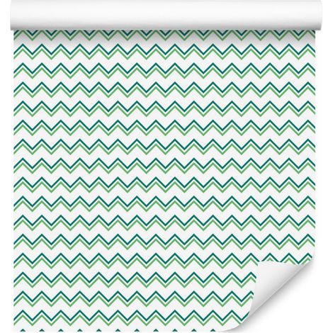 Papier peint à motifs zigzag blancs et menthe pour salon et chambre 50x1000 cm (1/5)