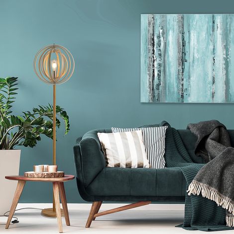 Lampadaire design pour salon, abat-jour en bois ajustable, ampoules E27, Ø 38 x 160 cm (1/5)