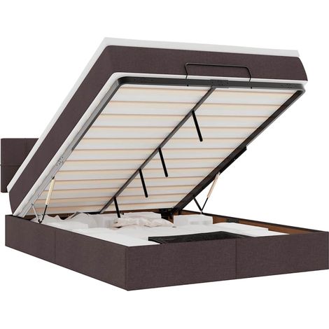 Maison Exclusive - Cadre de lit ottoman avec matelas marron foncé 140x200 cm tissu (1/5)