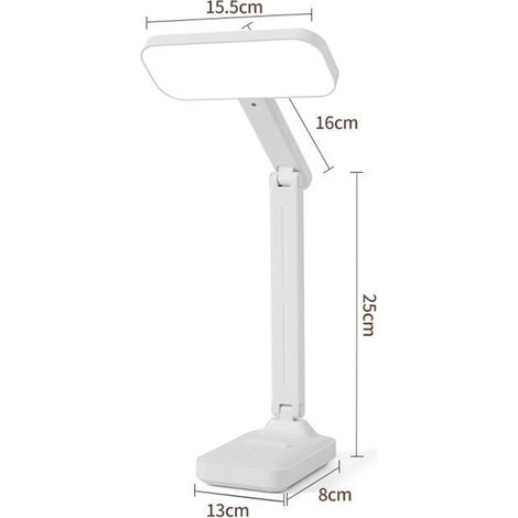 Lampe de bureau LED (à brancher), luminosité réglable sur trois niveaux, veilleuse tactile, chargement USB.