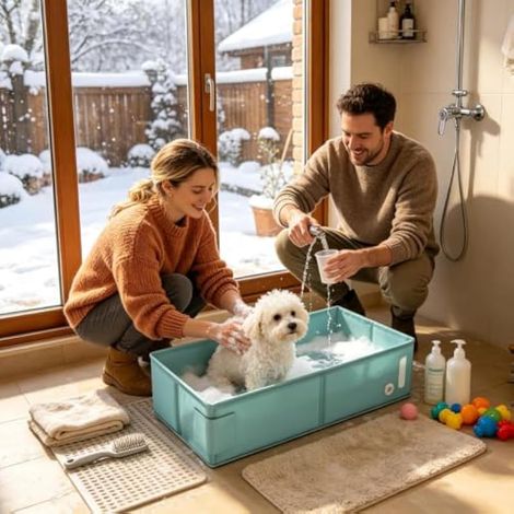 Piscine pour Chien Pliable antidérapante carrée Multifonction (1/5)