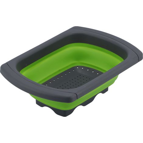Égouttoir pliable et rétractable pour fruits et légumes, idéal pour la cuisine (vert). (1/5)