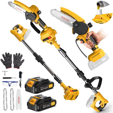 INNOPOWER 2-EN-1 Elagueuse sur Perche sans Fil & Mini Tronconneuse Electrique a Batterie 6 Pouces Manche Télescopique Tête Inclinable avec 2 Batteries pour Tailler des Branches Hautes pour le Jardin,l (1/5)