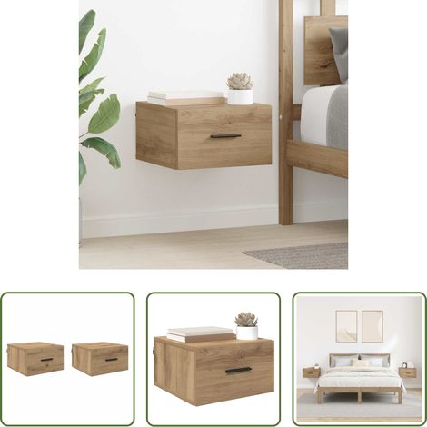vidaXL Tiroir bois - Cabinet de chevet 2 pcs chêne artisanal 35 x 35 x 20 cm (1/5)