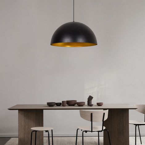 Lámpara de araña industrial moderna, color negro y dorado, diámetro 60 cm, altura regulable, casquillo E27, diseño elegante para el hogar y la oficina. (1/5)