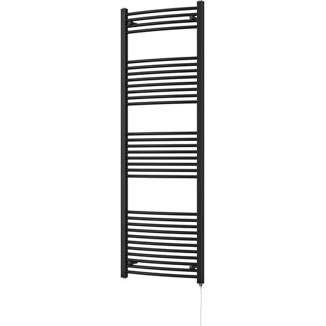 Zennor - Black Electric Towel Rail H1800mm x W600mm Curved 900w Standard (1/3)