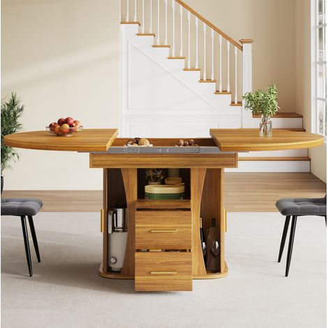 tavolo pranzo 118 158 allungabile con contenitore noce OKMYHOME (1/5)