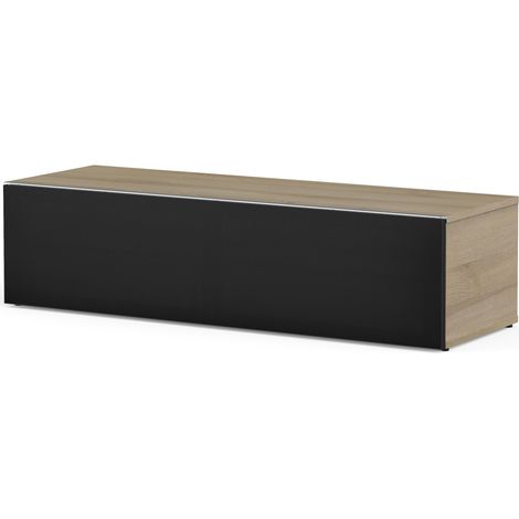 Meuble TV tissu acoustique noir et bois clair Houston 120cm