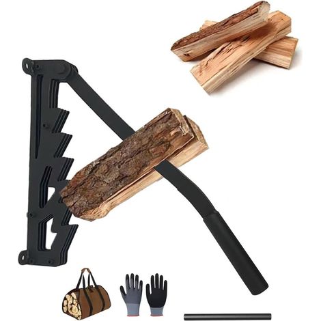 Wandmontierter Holzspalter - Manueller Holzspalter aus Kohlenstoffstahl - Holzspalter für den Außenbereich (mit verlängertem Griff) (1/5)