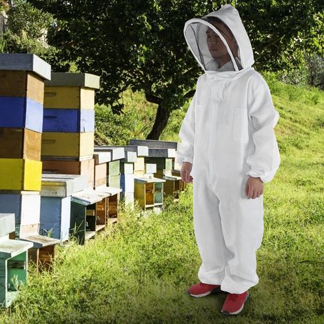 Combinaison intégrale de protection apicole pour adulte, veste-chemise avec voile et chapeau, taille XXL, costume d’apiculteur professionnel résistant aux piqûres (1/5)