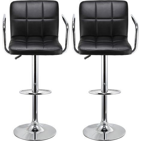 Lot de 4 Tabourets de Bar Bistrot Cuisine en Similicuir Siege: 43.5 x 38 x 8 cm Rotatif a 360° Hauteur Reglable 93 -114 cm (1/4)