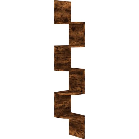 Maison Exclusive - Wand-Eckregal Räuchereiche 19x19x123 cm Holzwe (1/5)