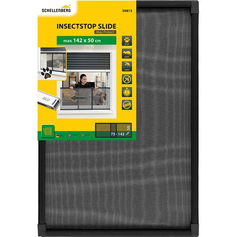 Zanzariera con cornice antracite estensibile, rete in alluminio, 75-142 x 50 cm