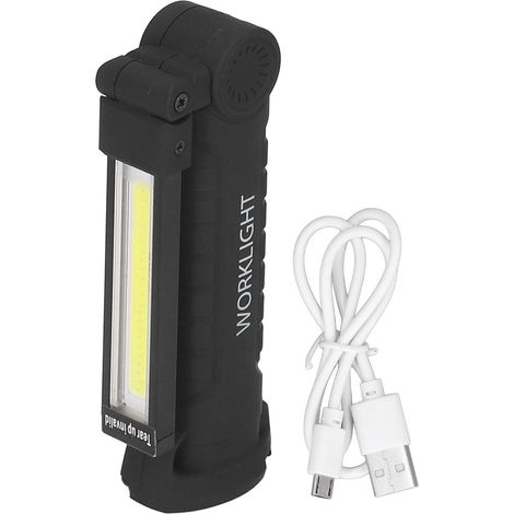 Lampe de travail LED COB à base magnétique, rechargeable USB, torche étanche IP65 pour réparation auto et urgence, noir (1/5)