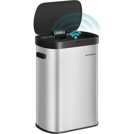 Pattumiera automatica da cucina 50 litri sensore di movimento apertura automatica o a sfioramento meccanismo di chiusura ammortizzata acciaio 15 sacchi per la spazzatura grigio 120007205
