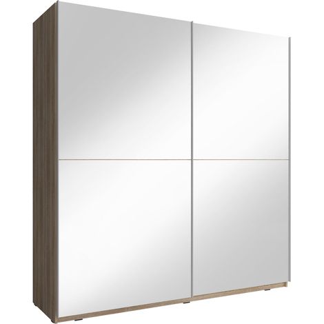 MIKA III Kleiderschrank 200 cm 2 schiebetüren spiegel sonoma eiche