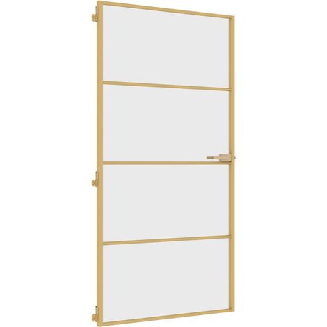 Porte intérieure,Porte d'entrée mince doré verre trempé aluminium CFW82127 (1/5)