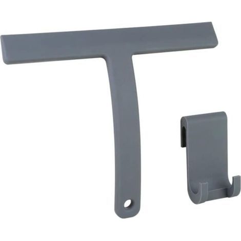 HONORNIC - Stainless Raclette de douche - Raclette de douche - Raclette de fenêtre - Accessoires de salle de bain - Gris - avec crochet en (1/4)