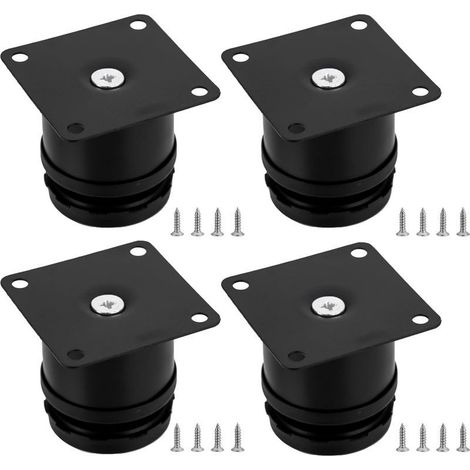Lot de 4 pieds de meubles réglables (50 x 50 mm, noir), pieds de table en métal à hauteur réglable, pieds de meubles de cuisine, pieds de meubles en acier inoxydable pour armoires (1/4)