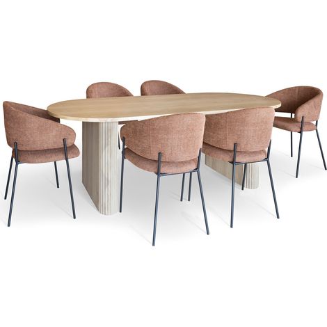 Ensemble table ovale et 6 fauteuils en tissu (1/5)