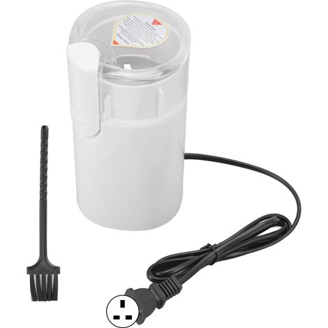 Moulin à grains électrique 50g, blanc moderne, acier inoxydable, broyeur à poudre facile d'usage pour café, grains, prise UK 220V