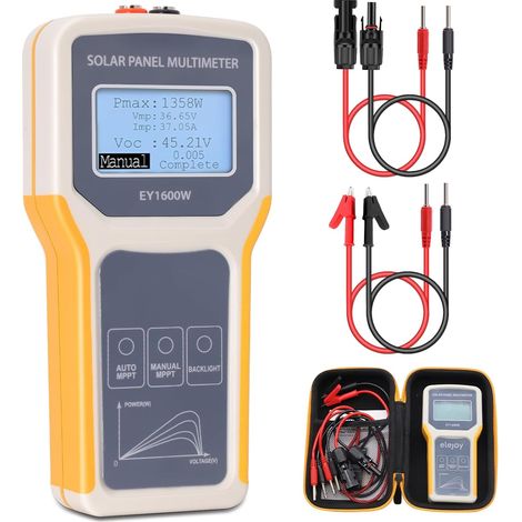 Testeur de panneau solaire photovoltaïque, EY1600W, Multimètre, Mesureur de puissance, Détecteur de tension à vide, avec détection automatique de MPPT, Ecran LCD (1/5)