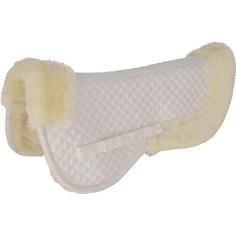 1 Coussin De Selle Fausse Fourrure Blanc Coton Matelassé Sangles Équitation