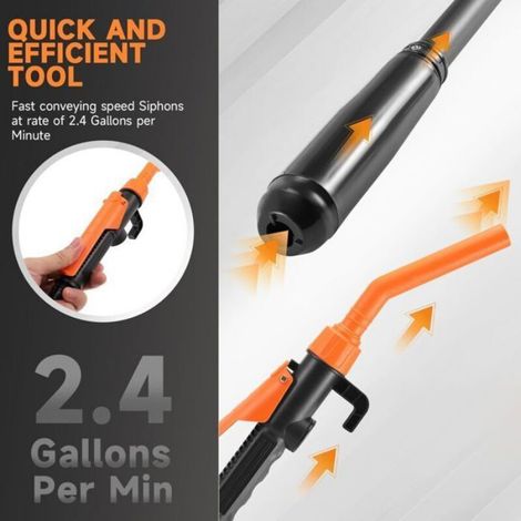 1 Pompe de transfert de liquide portable, piles, 9L/min, orange, pour essence, diesel, eau, bricolage (1/4)