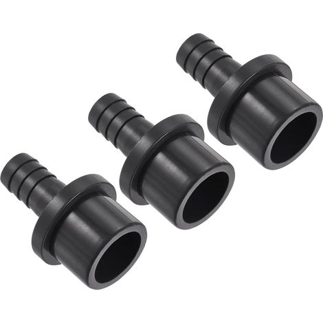 3 Paquet PVC Tuyau Raccord - Eau Tube Connecteur, 12mm Barbe Droit Tuyau Joint, Appliquer à Extérieur/Jardin/Piscine (OD 25mm, Noir) (1/5)