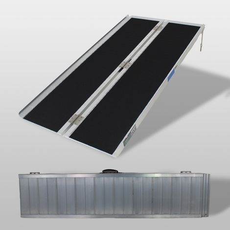TRUTZHOLM Rollstuhlrampe klappbar 152 cm Traglast 272 kg Alu grau schwarz beschichtet Auffahrrampe