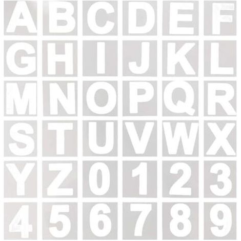 Lot de 36 pochoirs en plastique réutilisables pour bois, mur, tableau noir, apprentissage de la peinture, décoration d’intérieur, projets artistiques scolaires - 10,16 cm