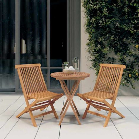 Ensemble à manger de jardin 3 pcs-Salon de jardin Bois de teck massif 233610 (1/5)