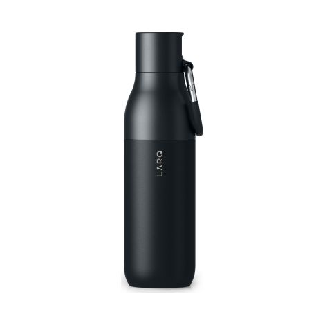 Botella térmica Larq con tapa abatible, pajita y boquilla retráctil de 740 ml (negro obsidiana). (1/3)