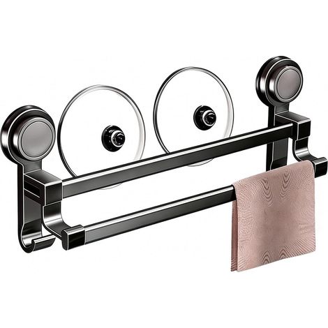 cup towel bar no drill rack with two hooks removable towel