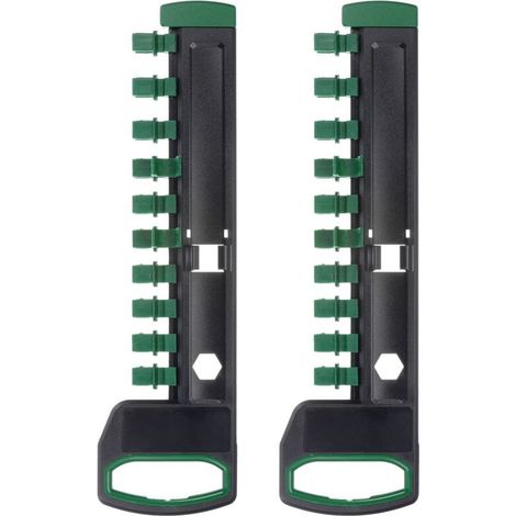 Lot de 2 organiseurs de douilles de 1,27 cm avec 12 clips en plastique ABS portable Vert