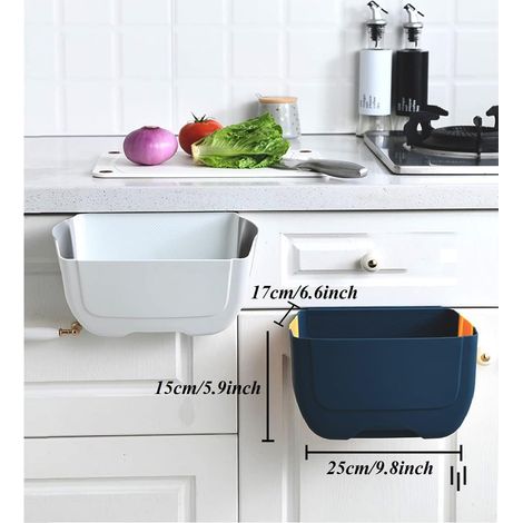 Mini poubelle pliable et suspendable pour porte d’armoire de cuisine, pour chambre ou salle de bain, petit bac à déchets sous évier et murale, (3 L, noir) (1/4)