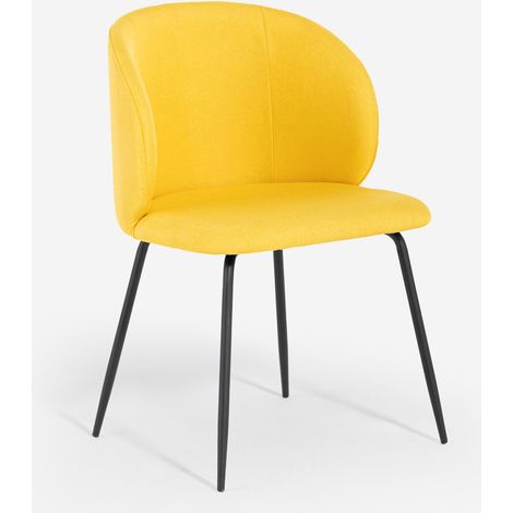 Sedia imbottita elegante in tessuto per cucina e sala da pranzo Kasva - Giallo