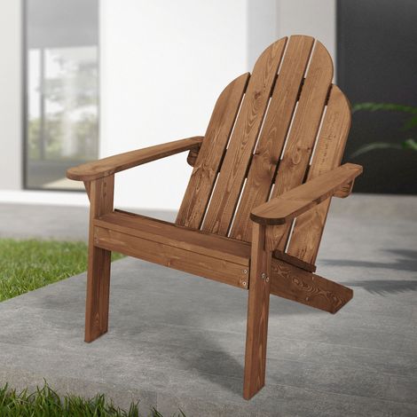 ECD Germany Chaise de Jardin Adirondack, en Bois Massif de Sapin, 92,5x70x89cm, Marron, avec Dossier et Accoudoirs, Résistante aux Intempéries, Fauteuil Ergonomique de Relaxation pour Balcon, Terrasse